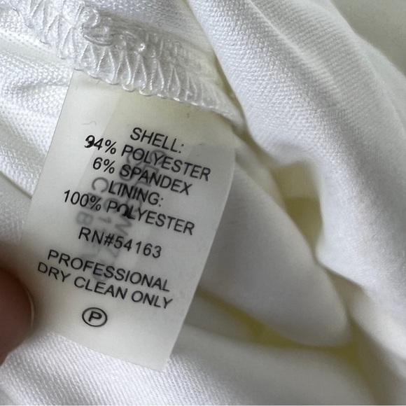 NEW Calvin Klein Cream White Bell Sleeve Sheath Dress with Black Piping - Picture 8 of 11